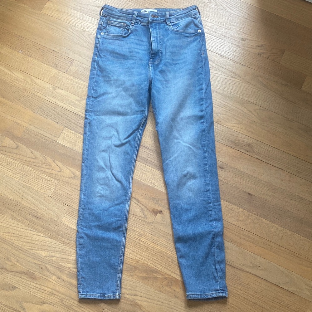 Zara Blue Denim High-Rise Skinny Jeans